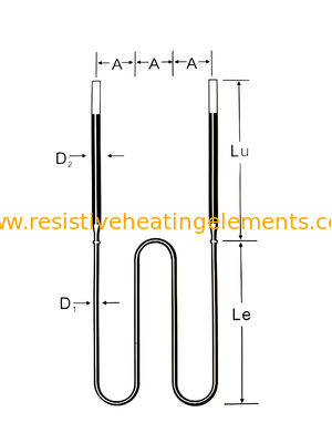 W आकार का MoSi2 हीटिंग एलिमेंट 220V 380V वैक्यूम फर्नेस के लिए मोली डिसीलाइसाइड
